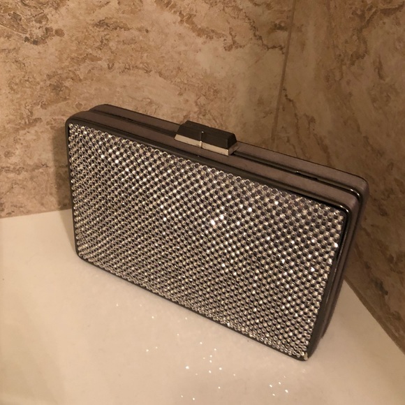 BCBGMAXAZRIA Sonia Crystal Mesh Satin Frame Clutch - Picture 3 of 3